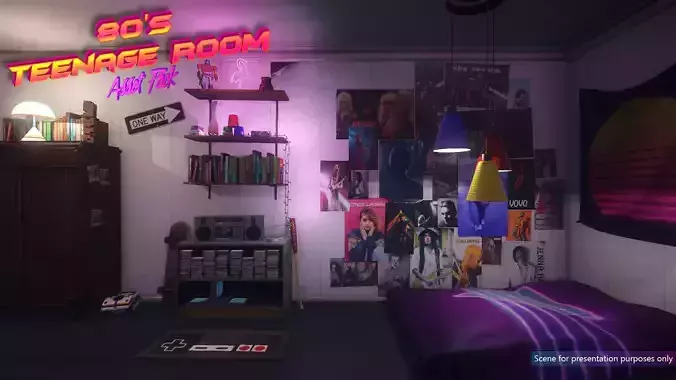 Low-Poly 80s Teenage Room Pack Low-poly 3D model