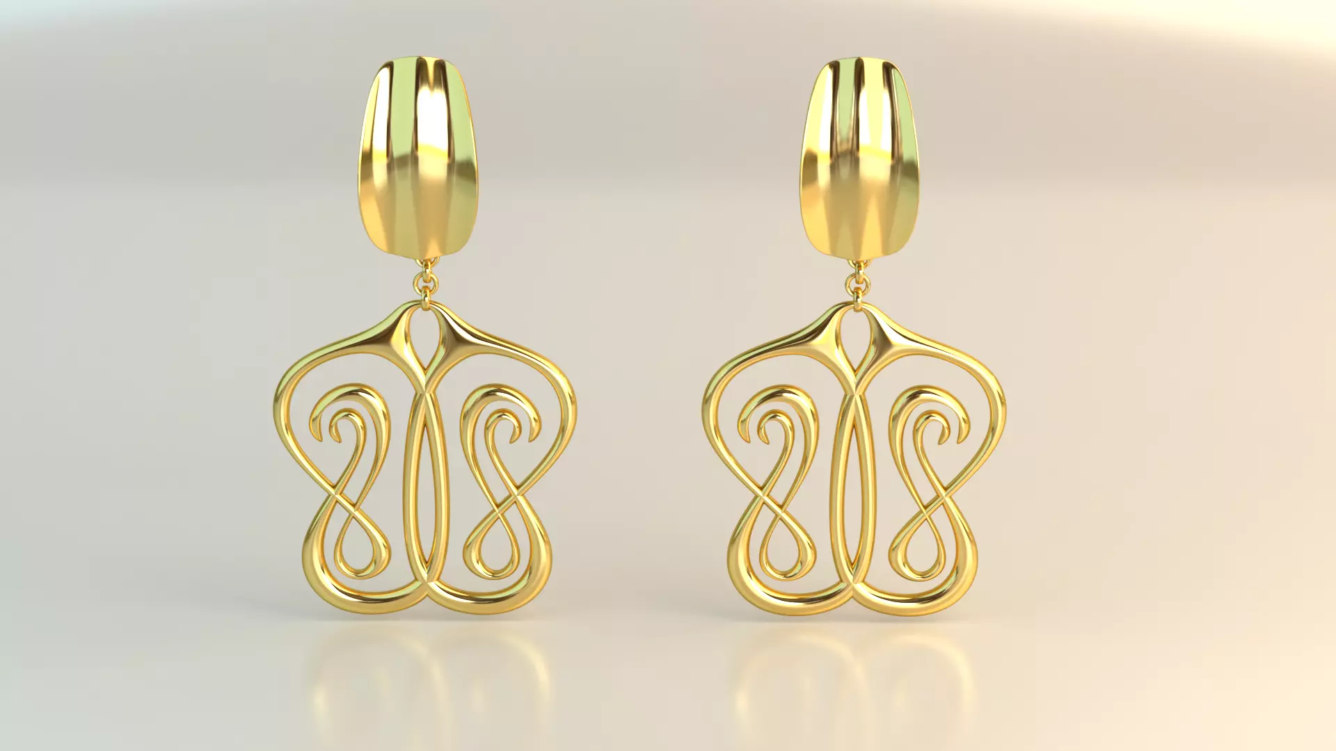 EarRings pair of gold 3D model