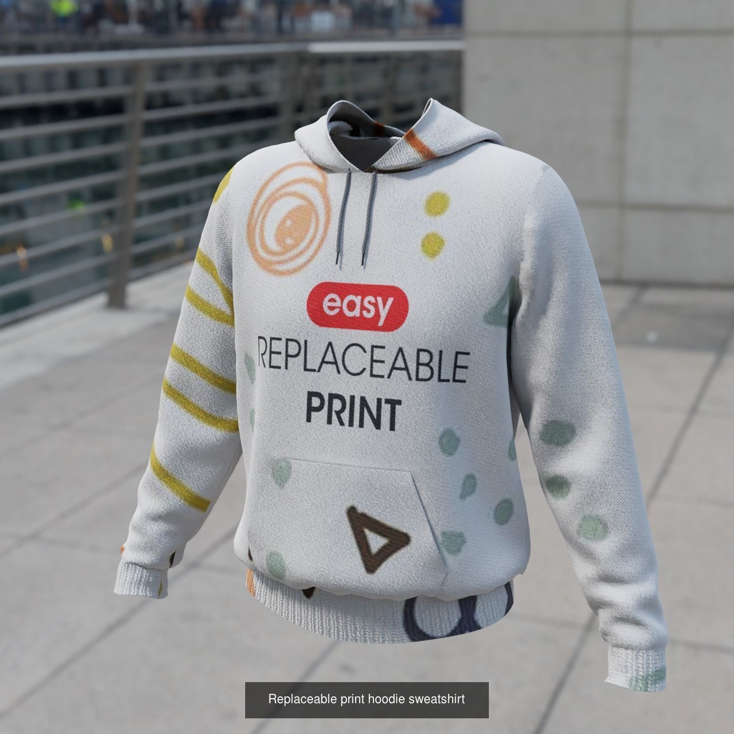 Replaceable print design hoodie sweatshirt 3D Model Collection_3