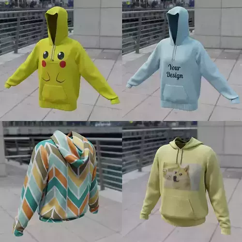 Replaceable print design hoodie sweatshirt 3D Model Collection