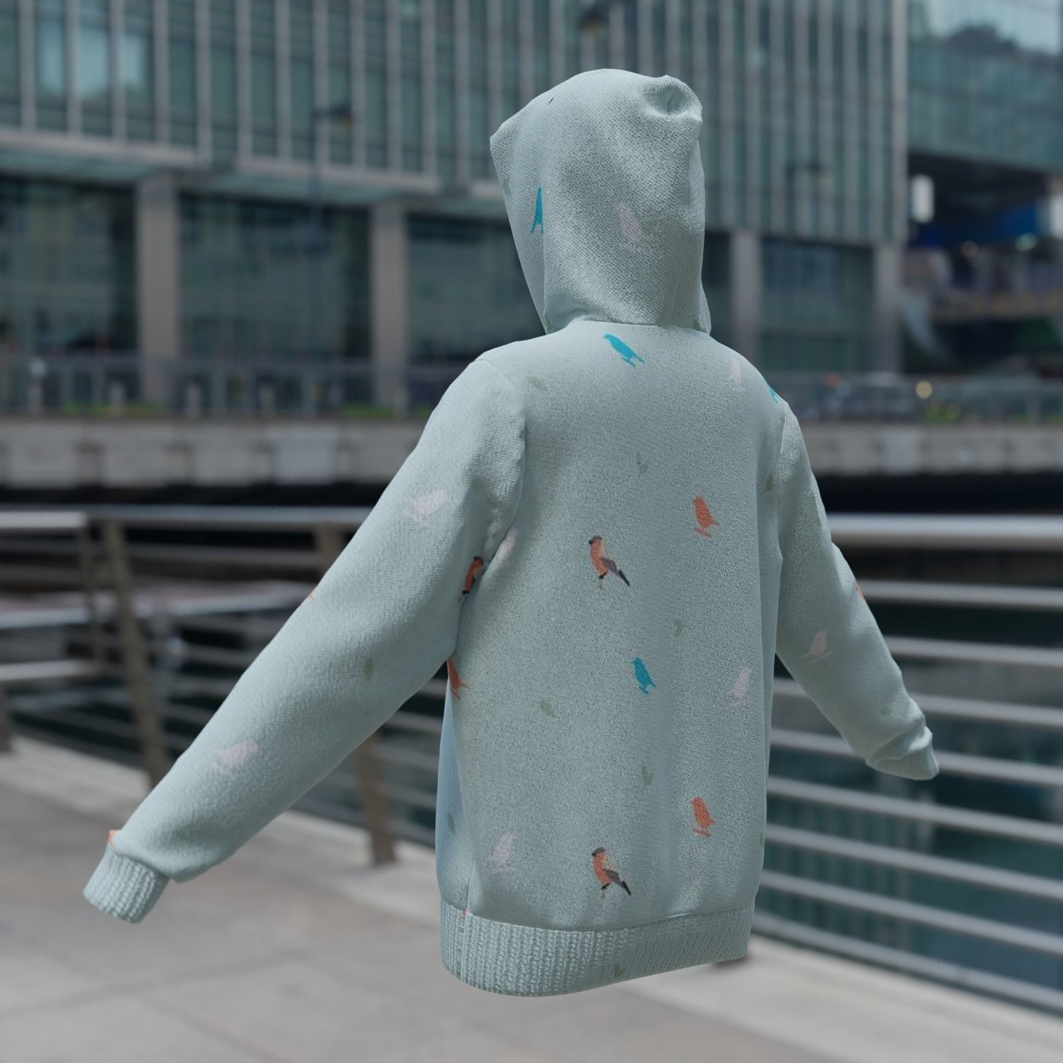 Replaceable print design hoodie sweatshirt 3D Model Collection_5