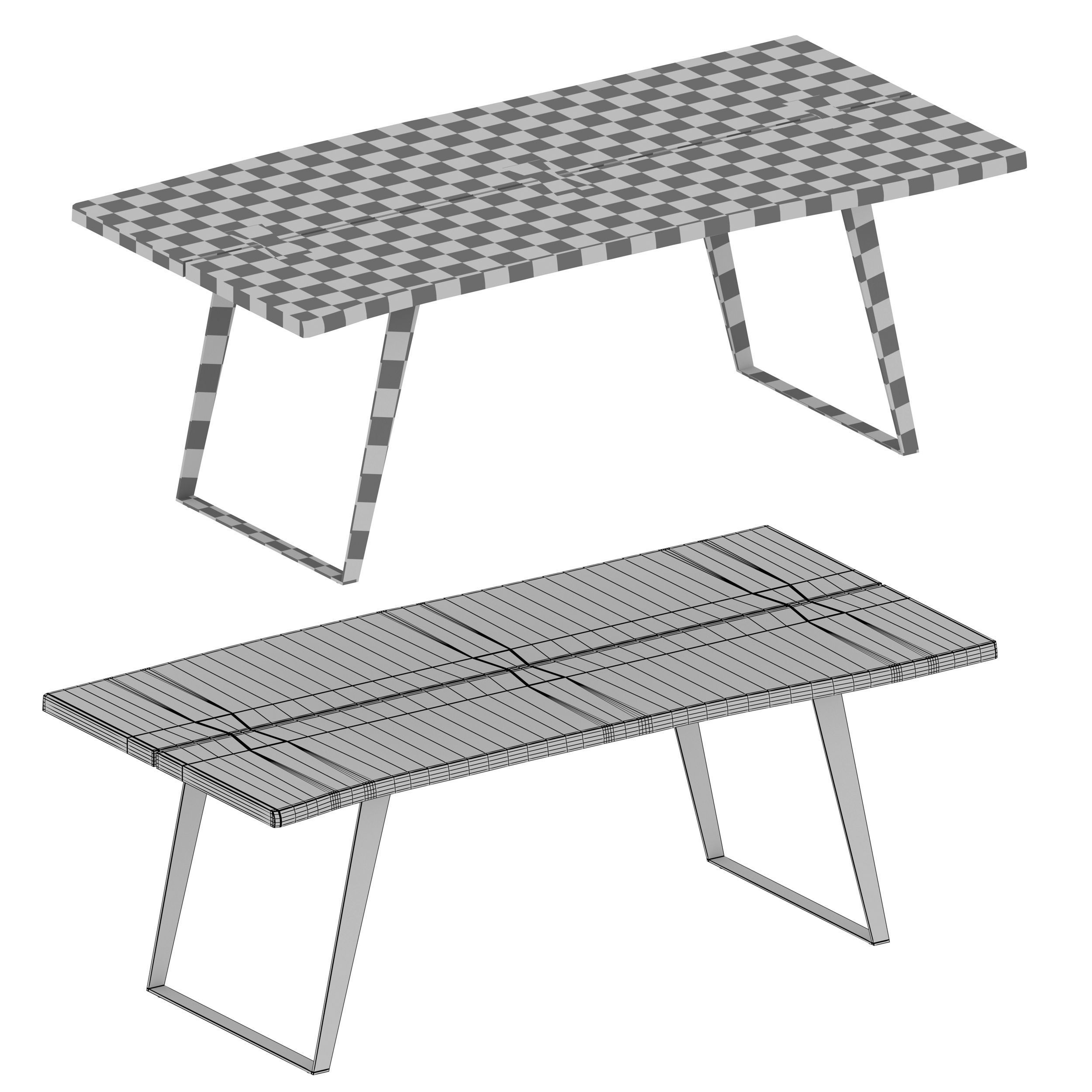 Yukon Natural Dining Table Crate and Barrel 3D model_10