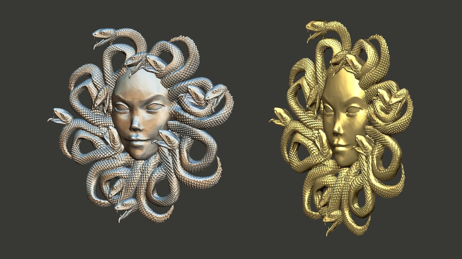medusagirl medusa head with snakes 3D print model_1