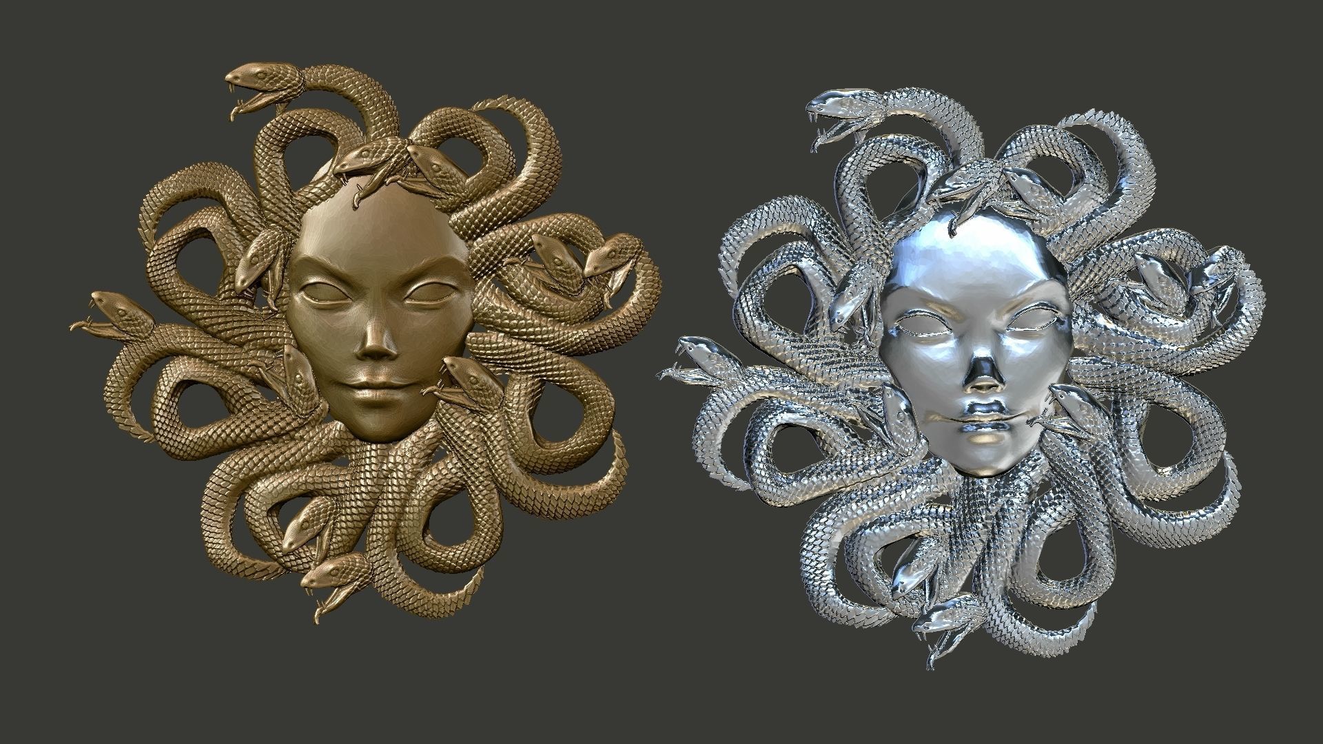 medusagirl medusa head with snakes 3D print model_6