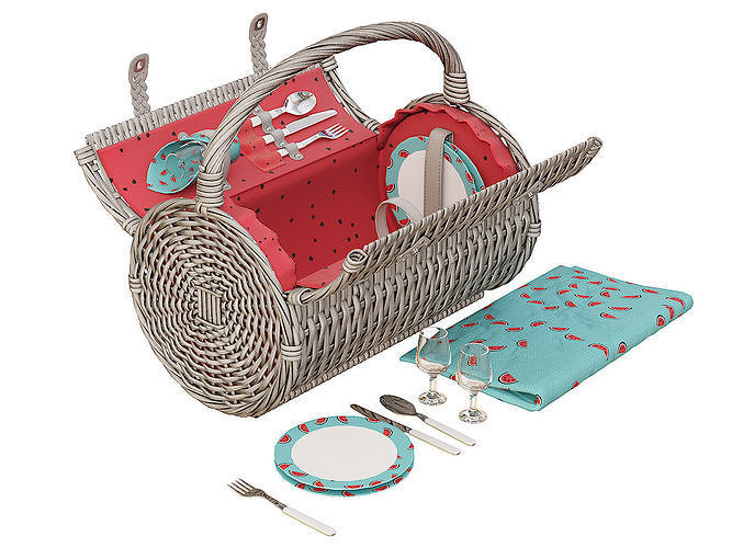 Picnic set basket 3D model