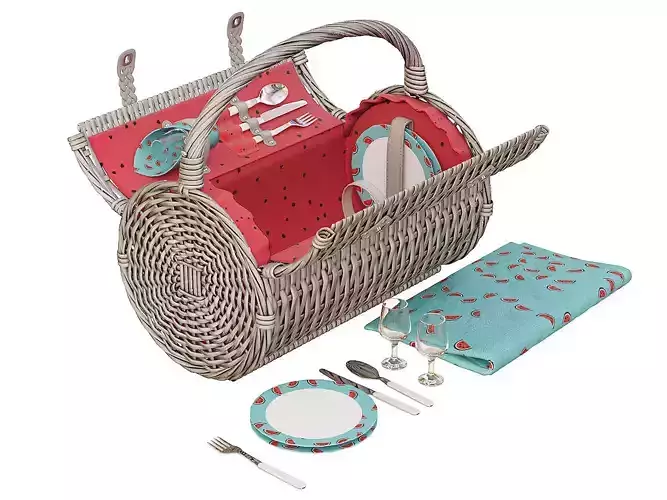 Picnic set basket 3D model
