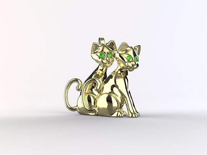 Double Cat Pendant 3D print model