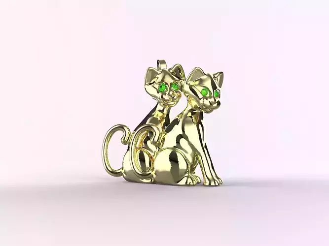 Double Cat Pendant 3D print model