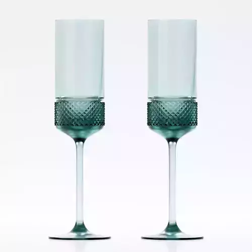 Diamond Point Champagne Flutes 3D model