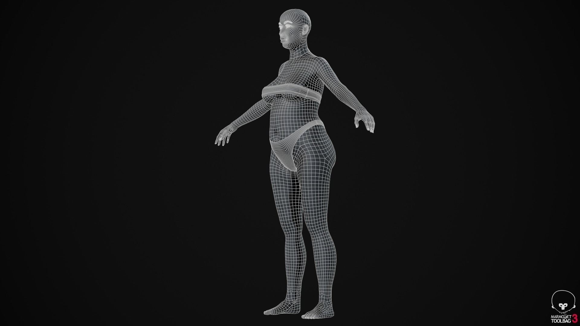 Plus size black woman Low-poly 3D model_34
