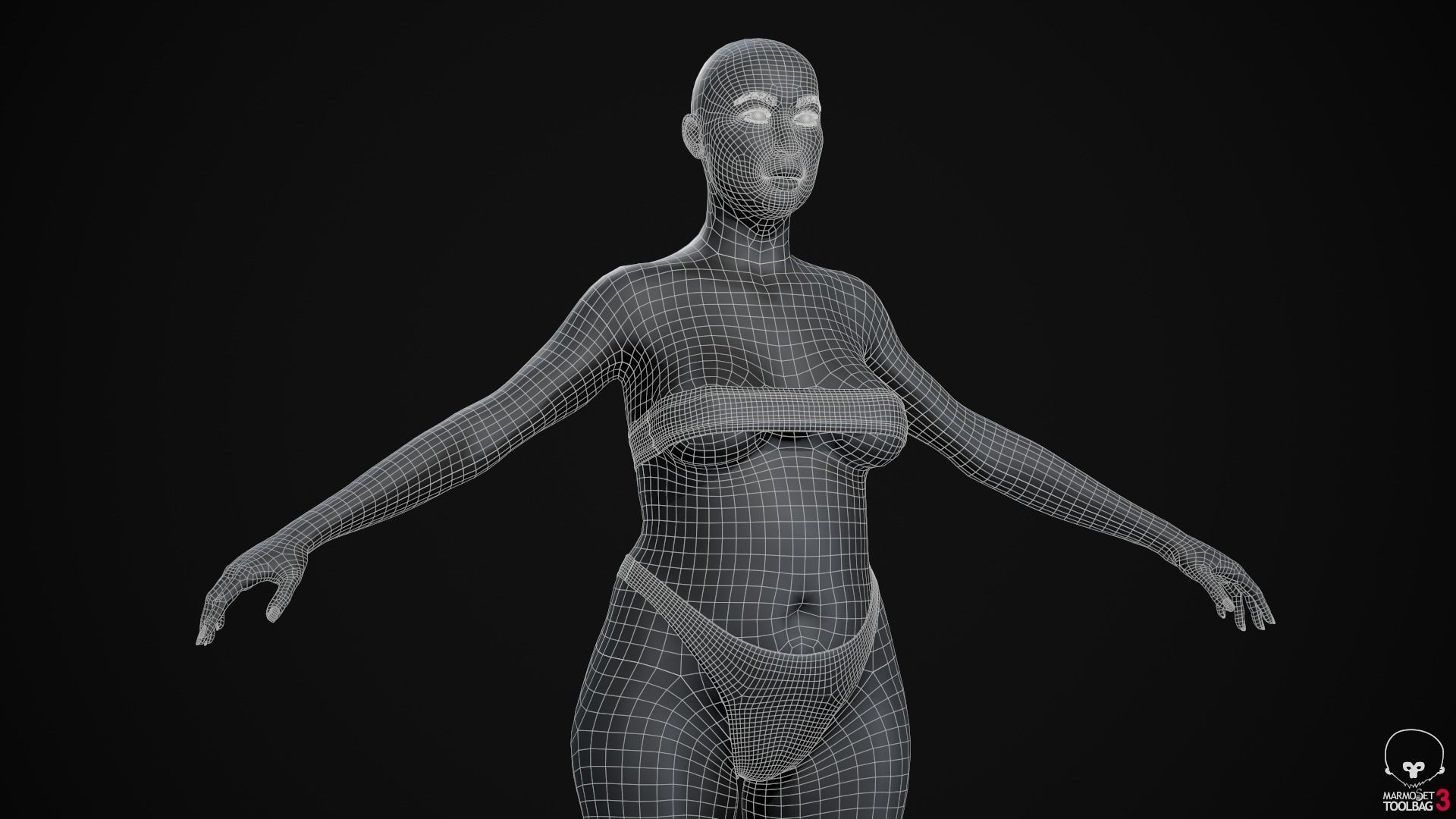 Plus size black woman Low-poly 3D model_30