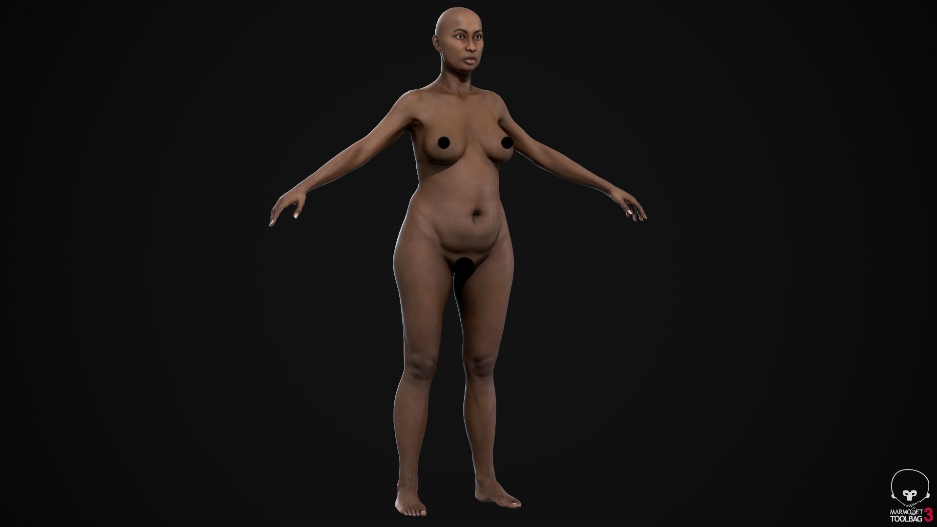 Plus size black woman Low-poly 3D model_7