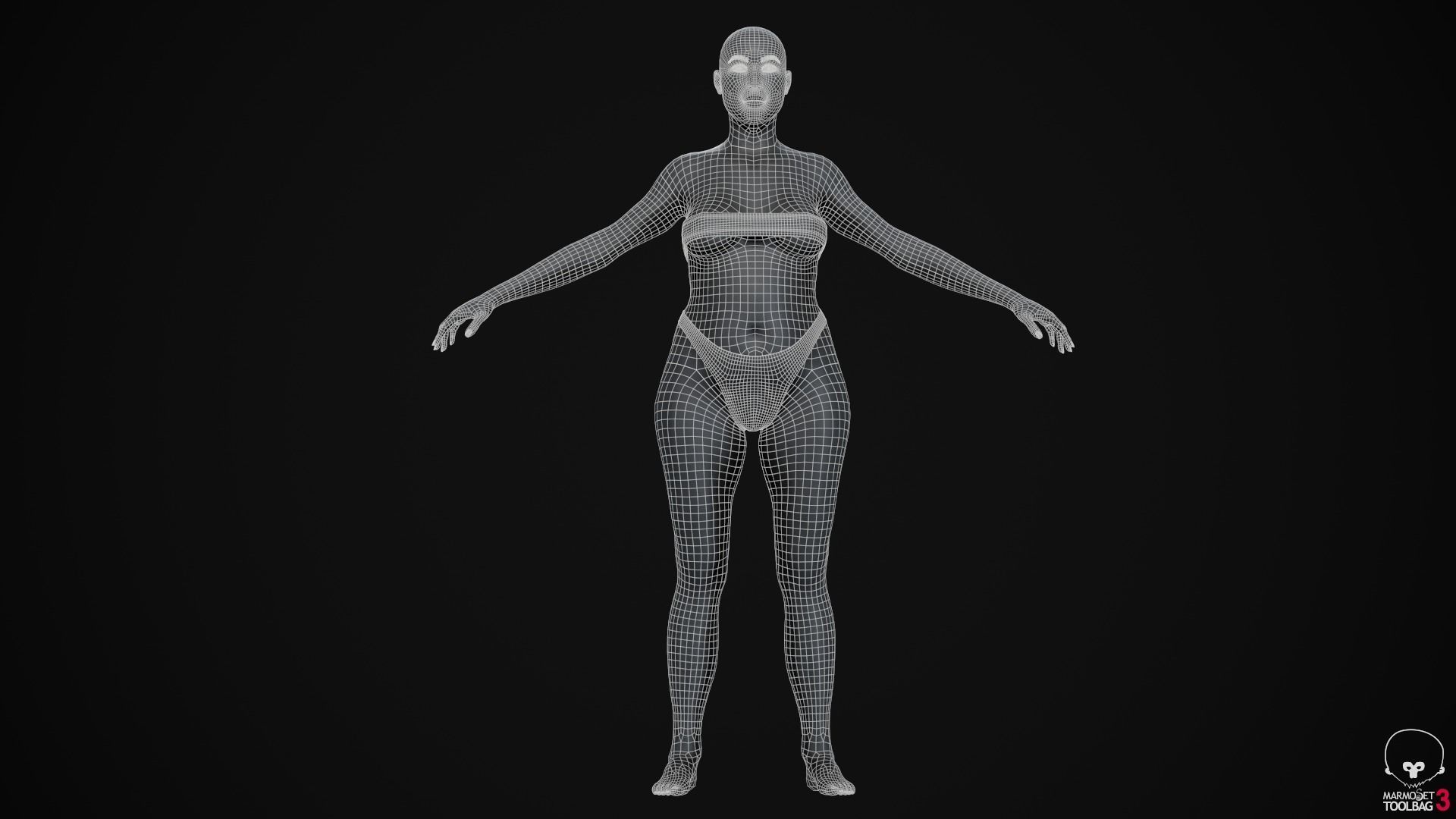 Plus size black woman Low-poly 3D model_32