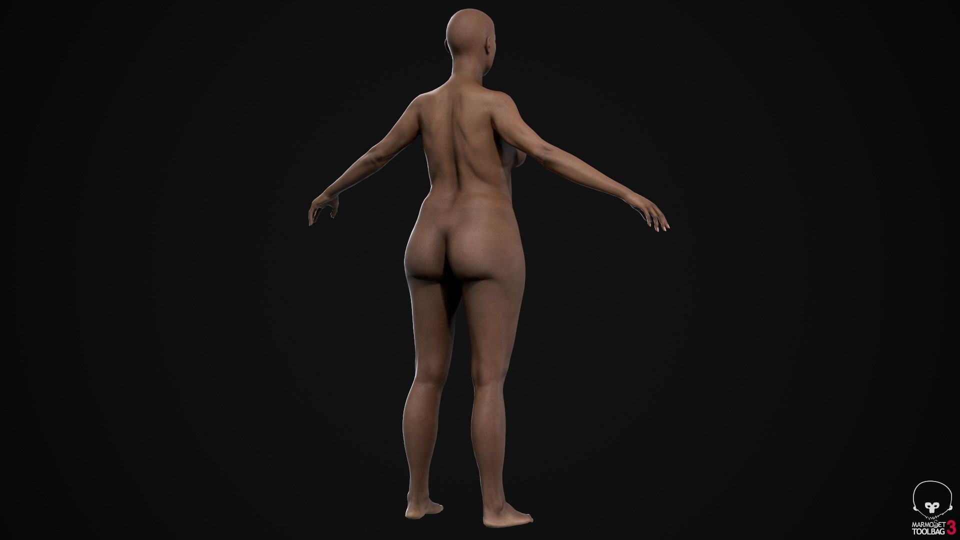 Plus size black woman Low-poly 3D model_15