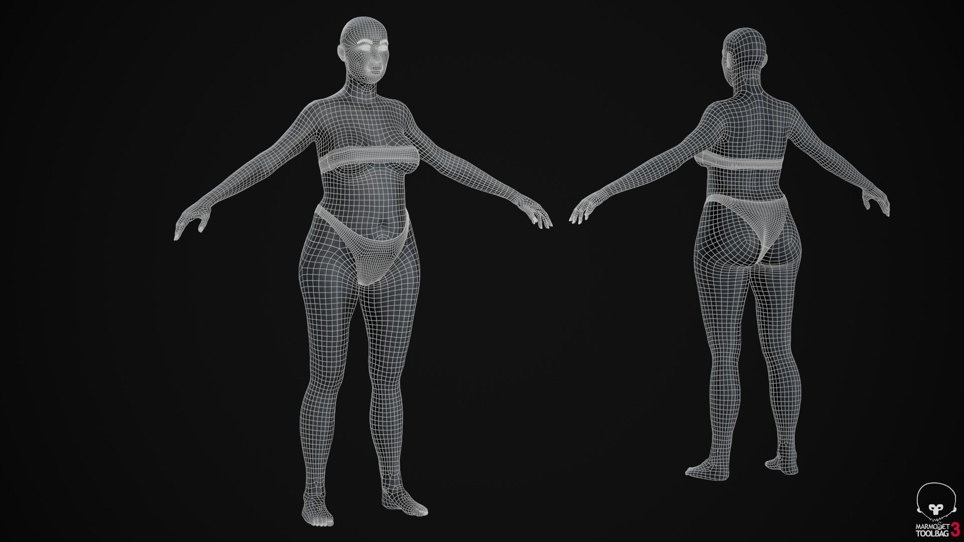 Plus size black woman Low-poly 3D model_37