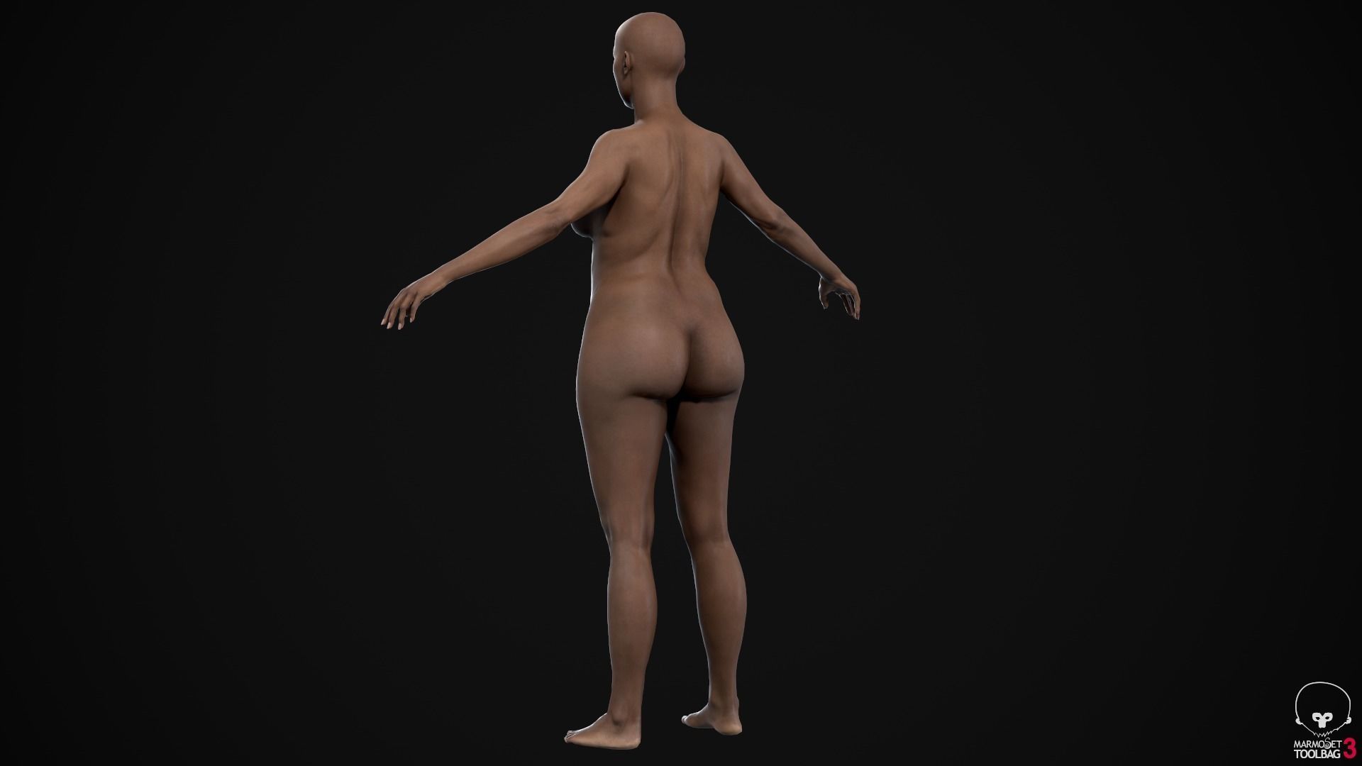 Plus size black woman Low-poly 3D model_13