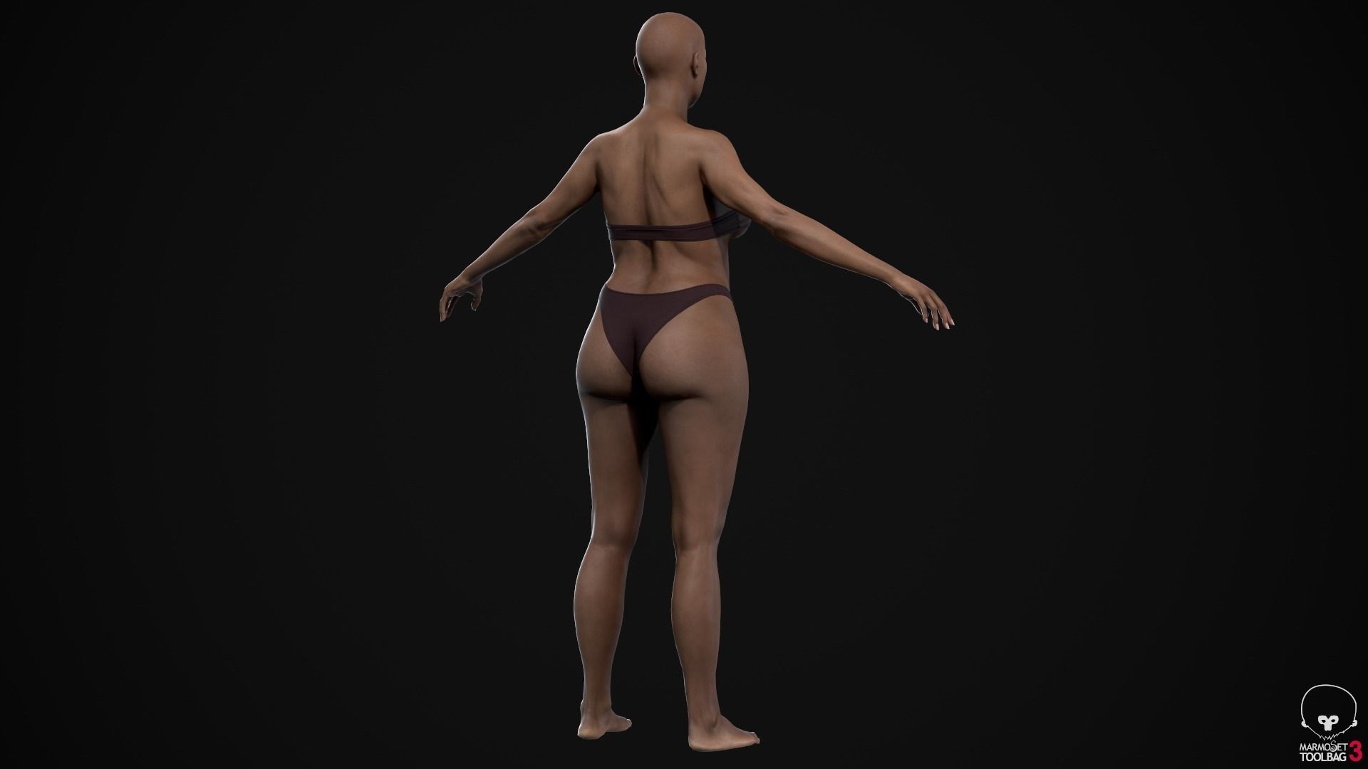Plus size black woman Low-poly 3D model_14