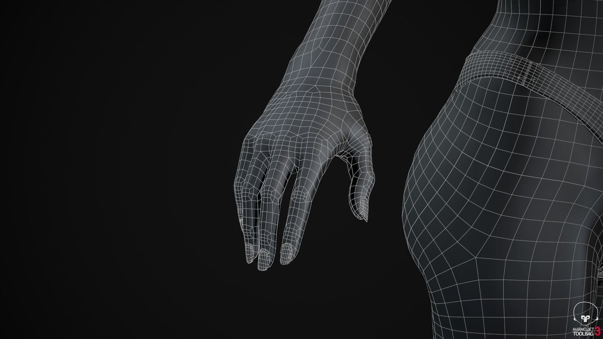 Plus size black woman Low-poly 3D model_36