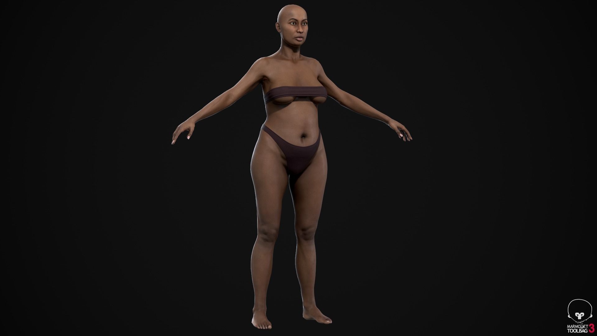 Plus size black woman Low-poly 3D model_6