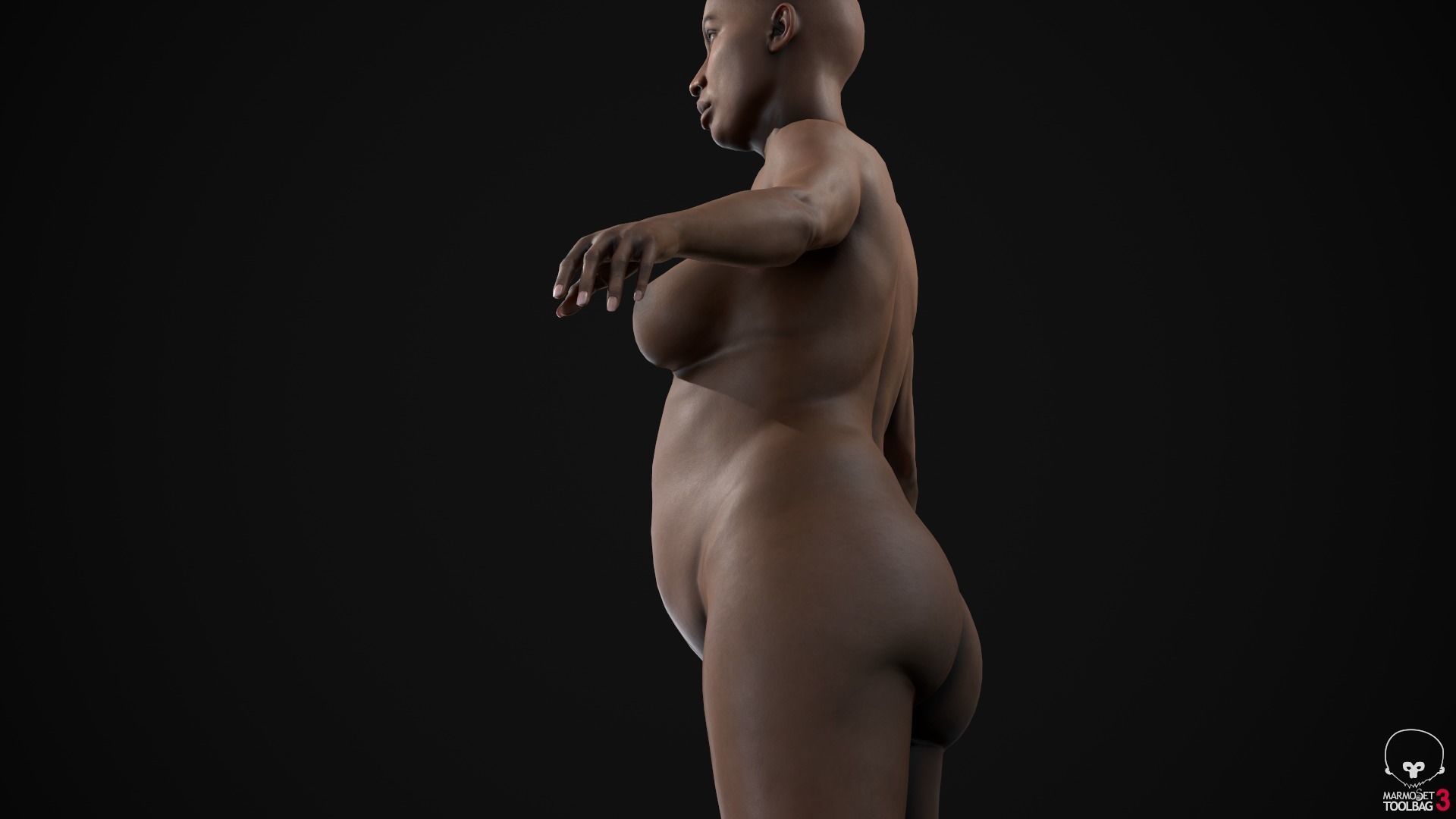 Plus size black woman Low-poly 3D model_28