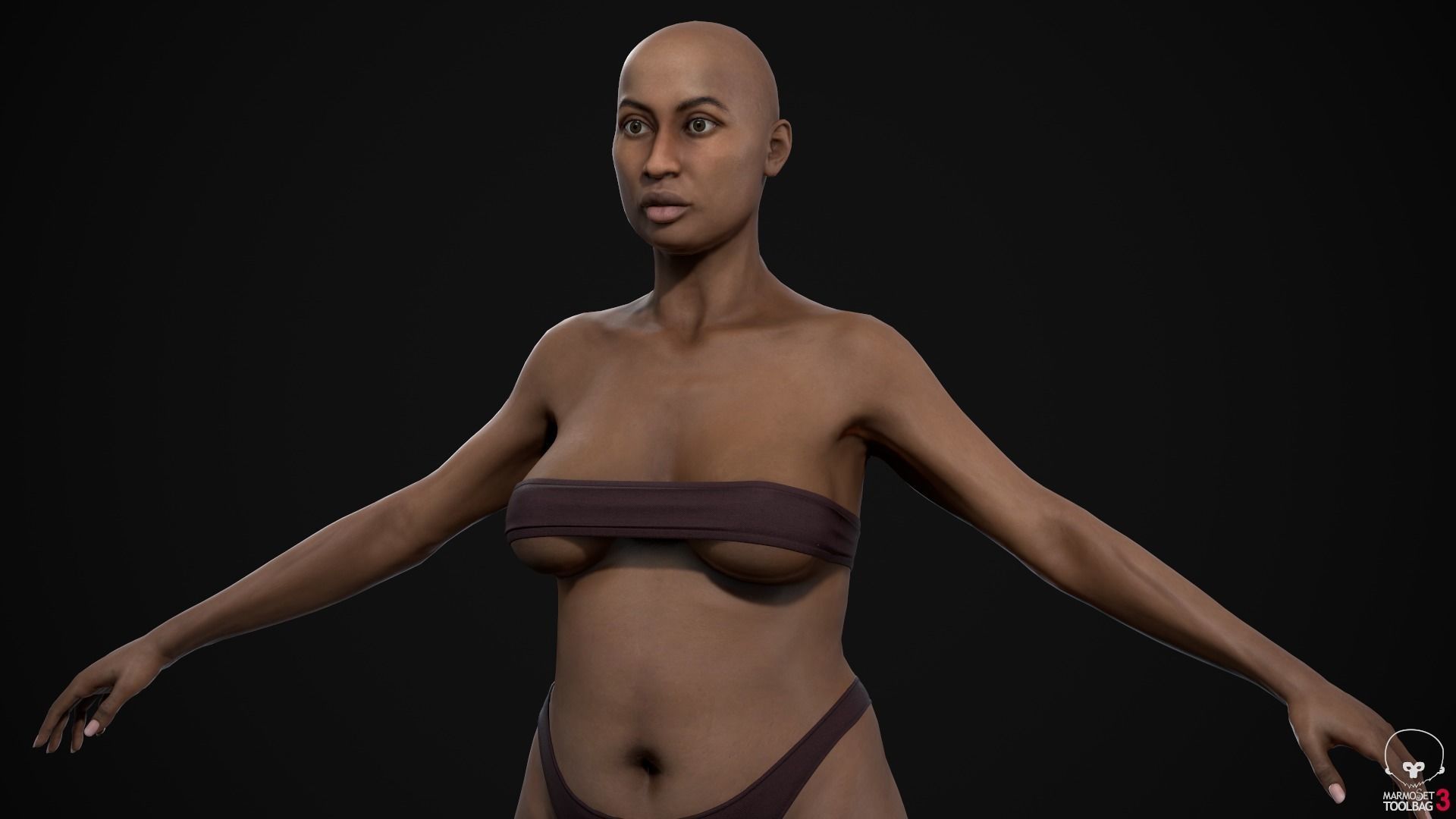 Plus size black woman Low-poly 3D model_18