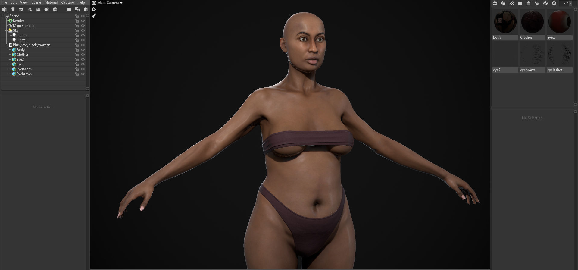Plus size black woman Low-poly 3D model_39
