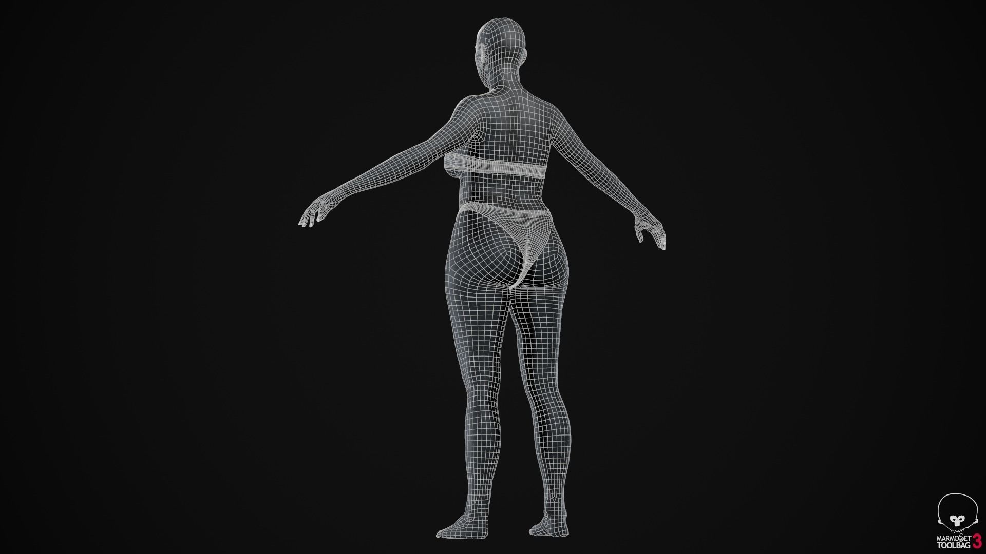 Plus size black woman Low-poly 3D model_35