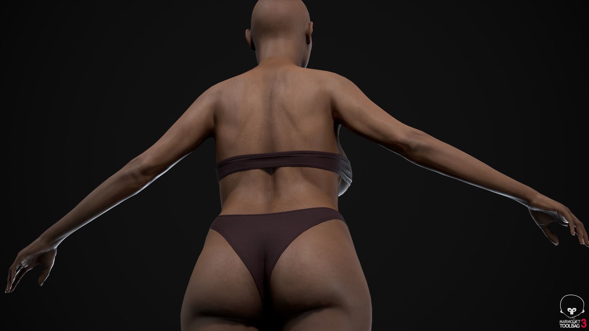 Plus size black woman Low-poly 3D model_23