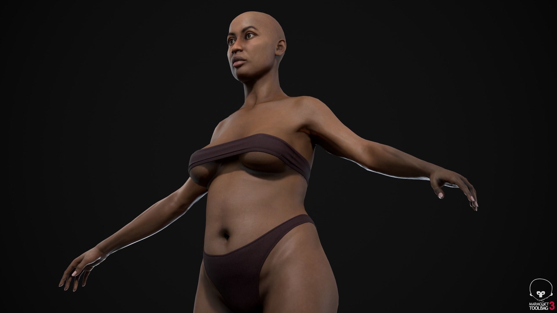 Plus size black woman Low-poly 3D model_22