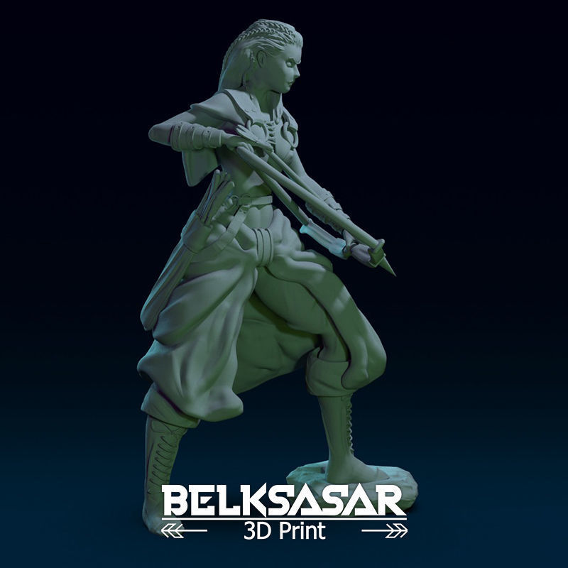 Fantasy Female Hunter Topless 3D print model_6