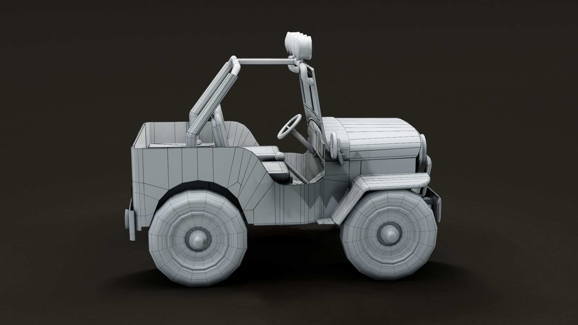 Jeep Cartoon Low-poly 3D model_33