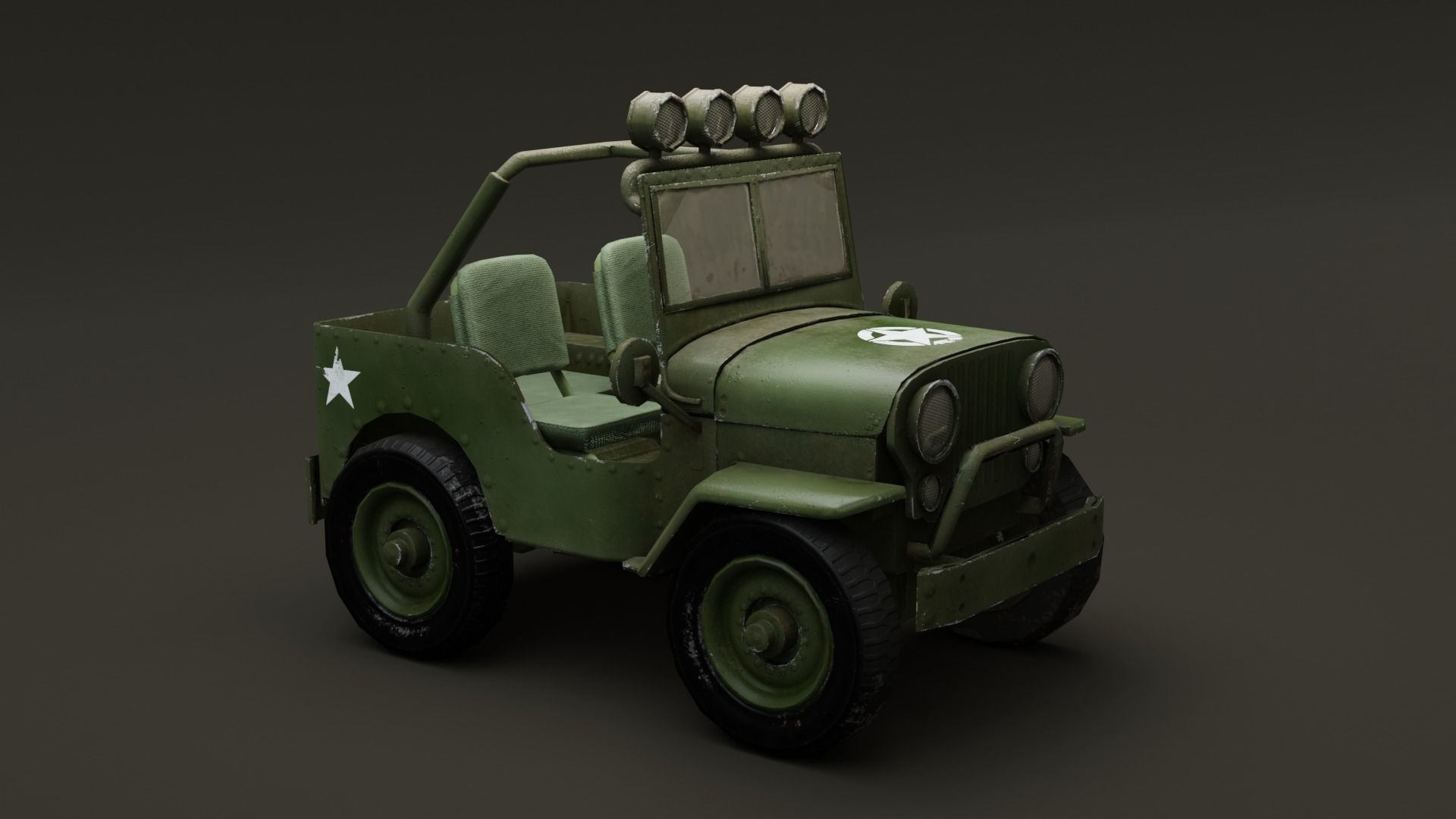 Jeep Cartoon Low-poly 3D model_18