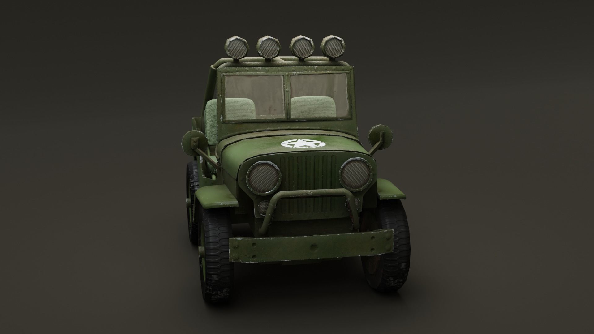 Jeep Cartoon Low-poly 3D model_3