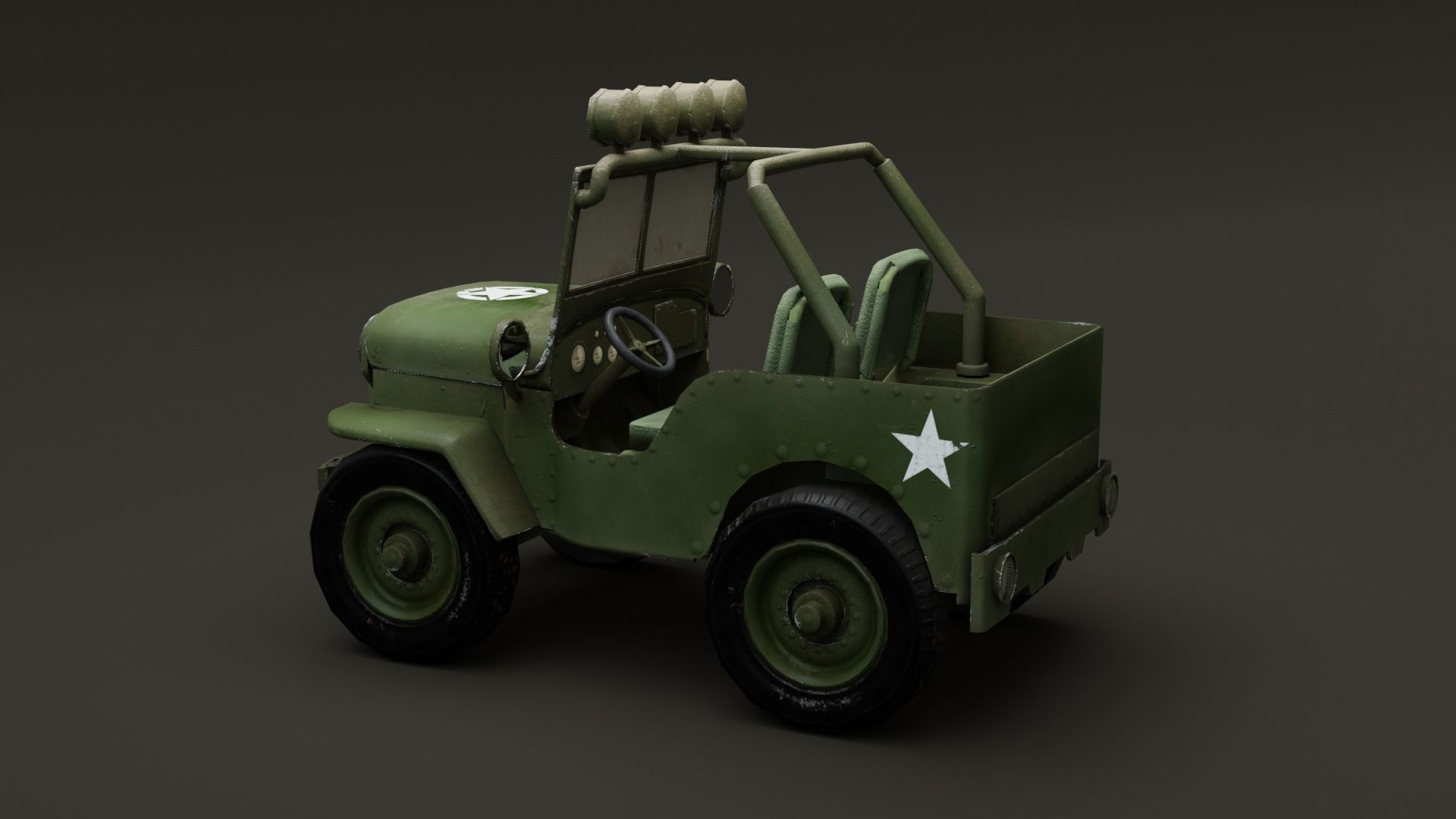 Jeep Cartoon Low-poly 3D model_9