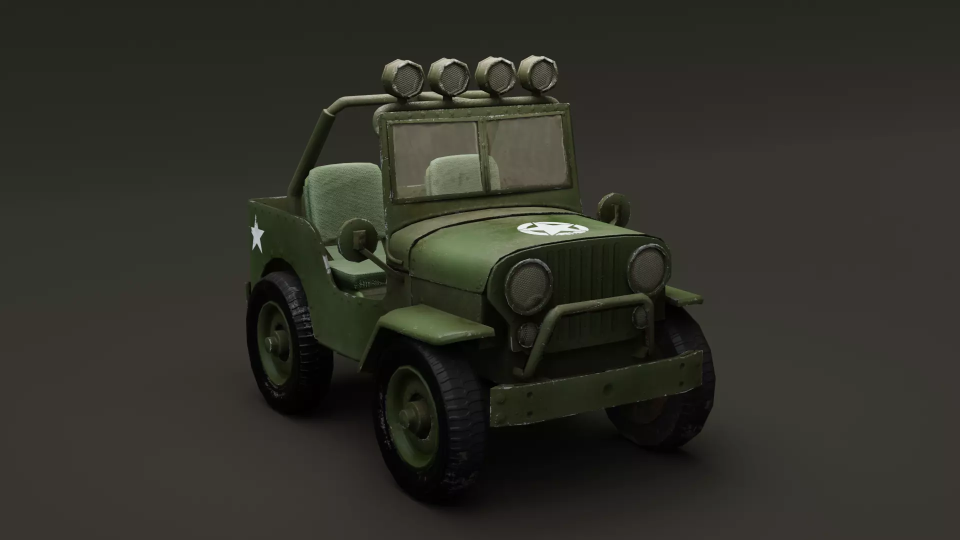 Jeep Cartoon Low-poly 3D model_0