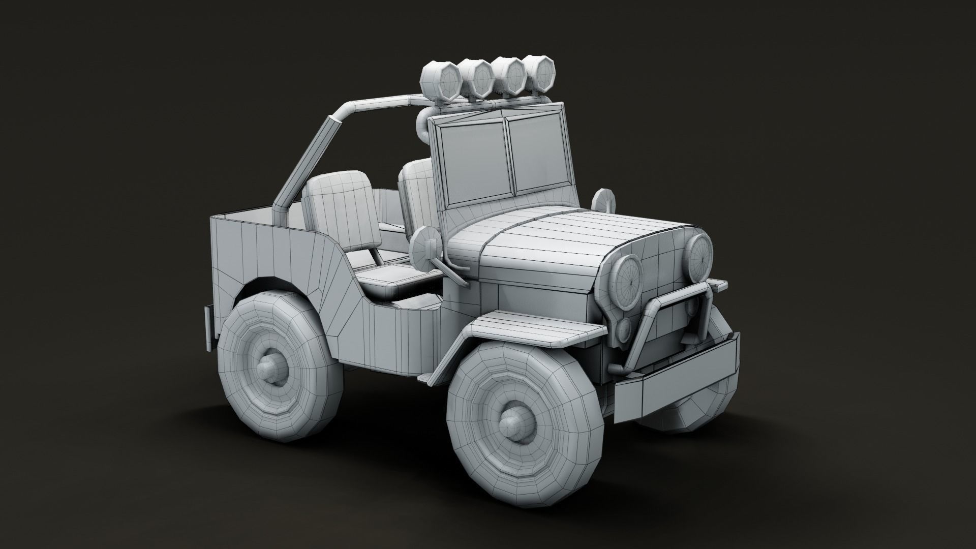 Jeep Cartoon Low-poly 3D model_36