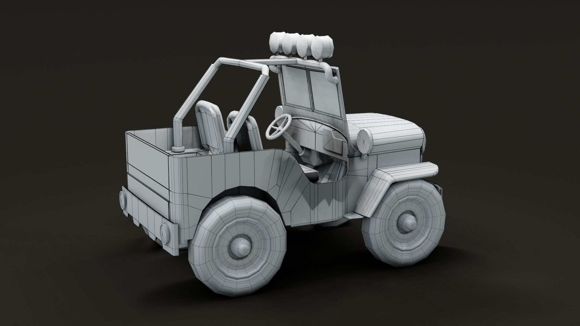 Jeep Cartoon Low-poly 3D model_22