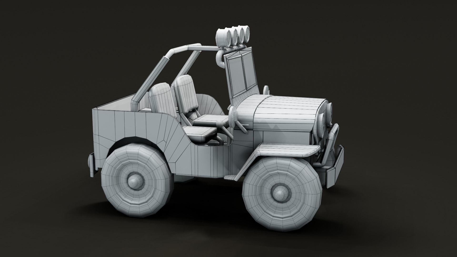 Jeep Cartoon Low-poly 3D model_29