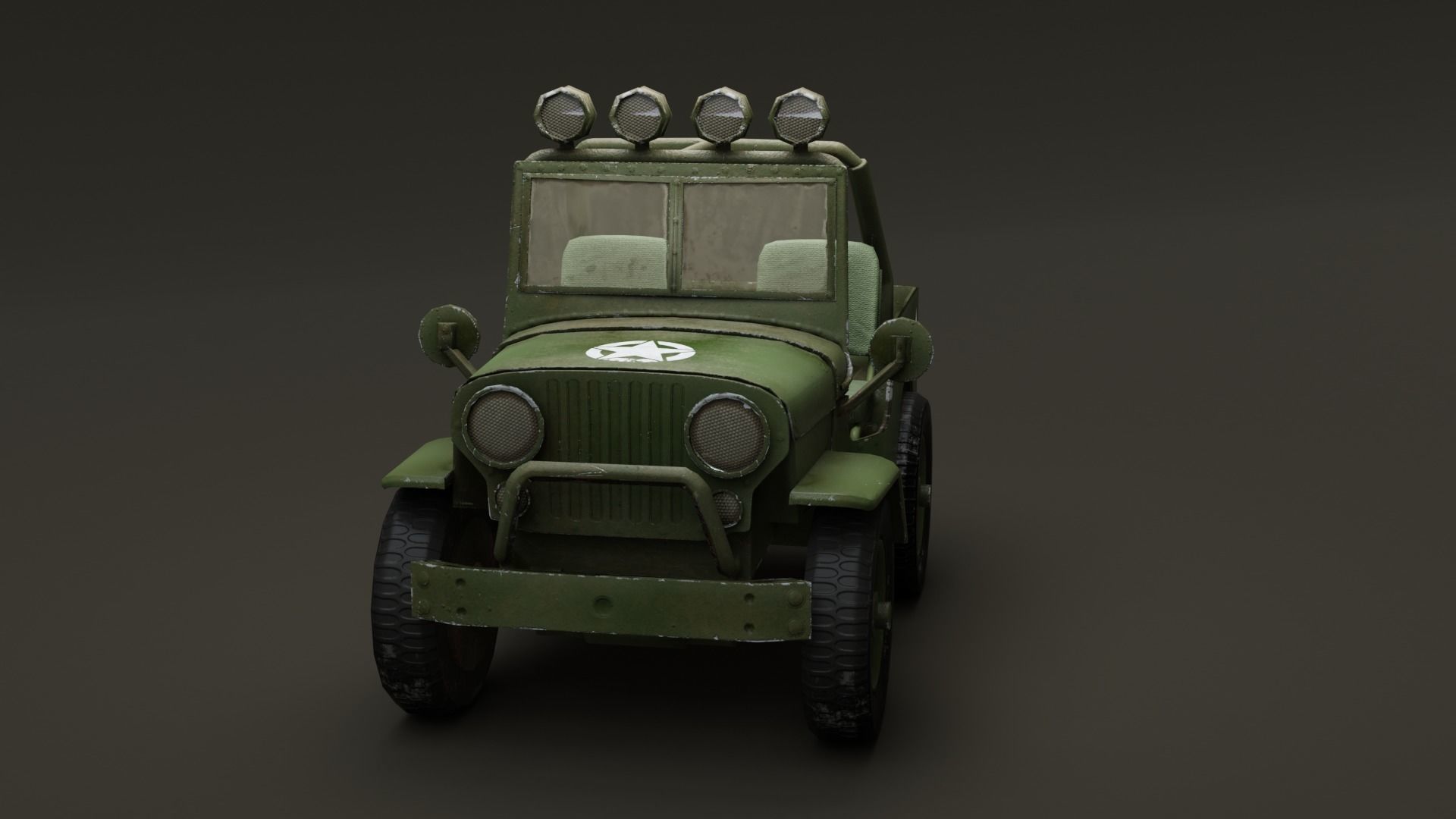 Jeep Cartoon Low-poly 3D model_4