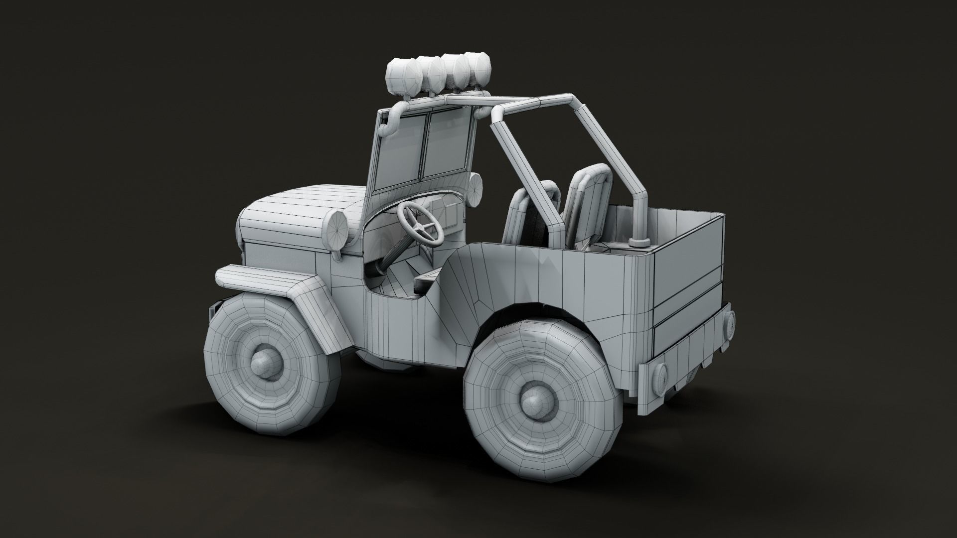 Jeep Cartoon Low-poly 3D model_25