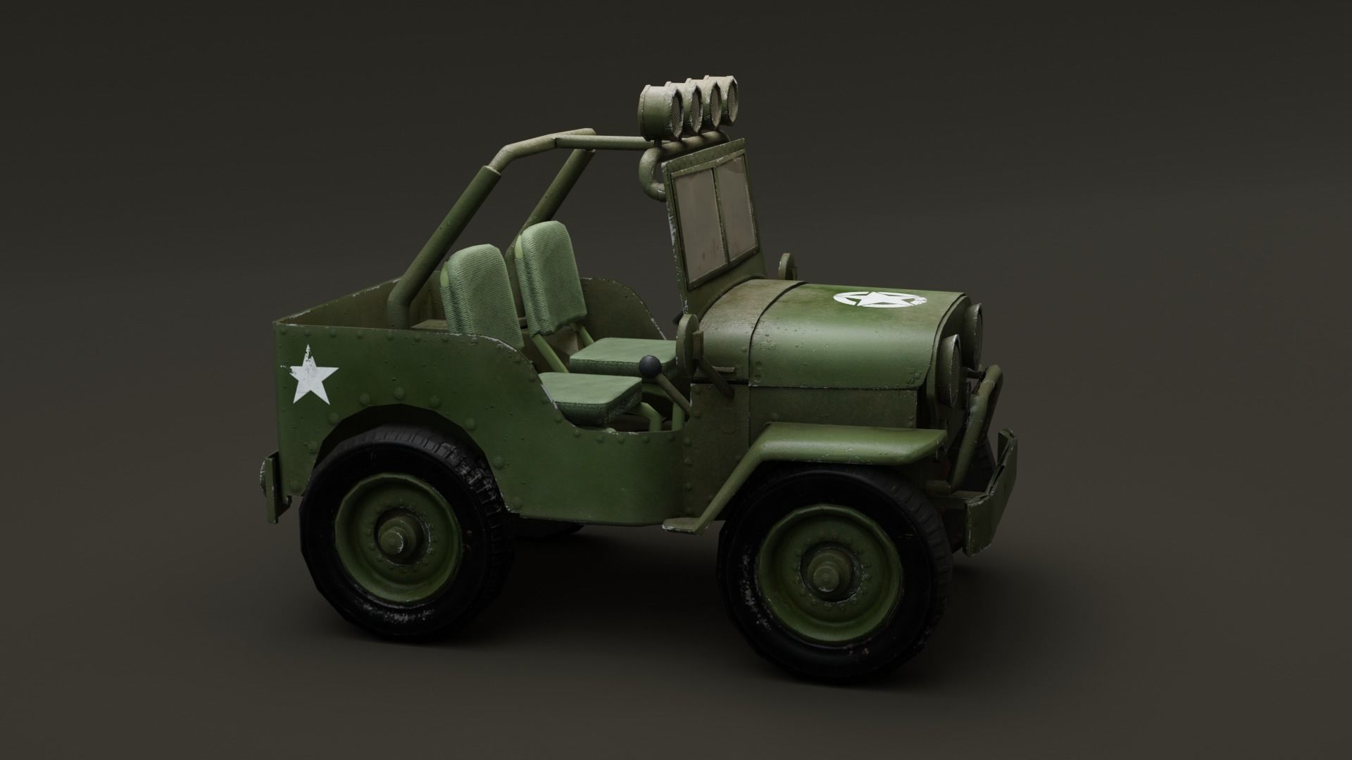 Jeep Cartoon Low-poly 3D model_17