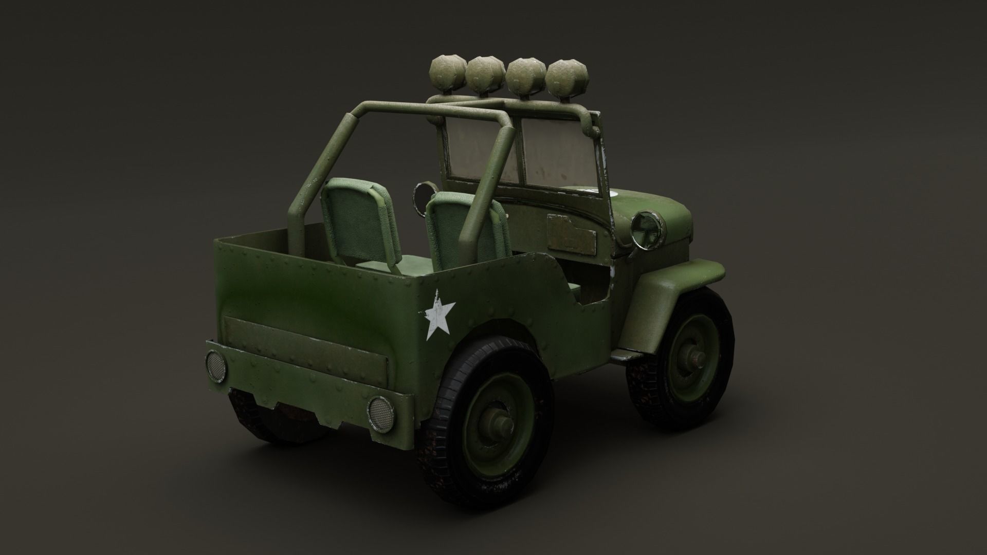Jeep Cartoon Low-poly 3D model_14