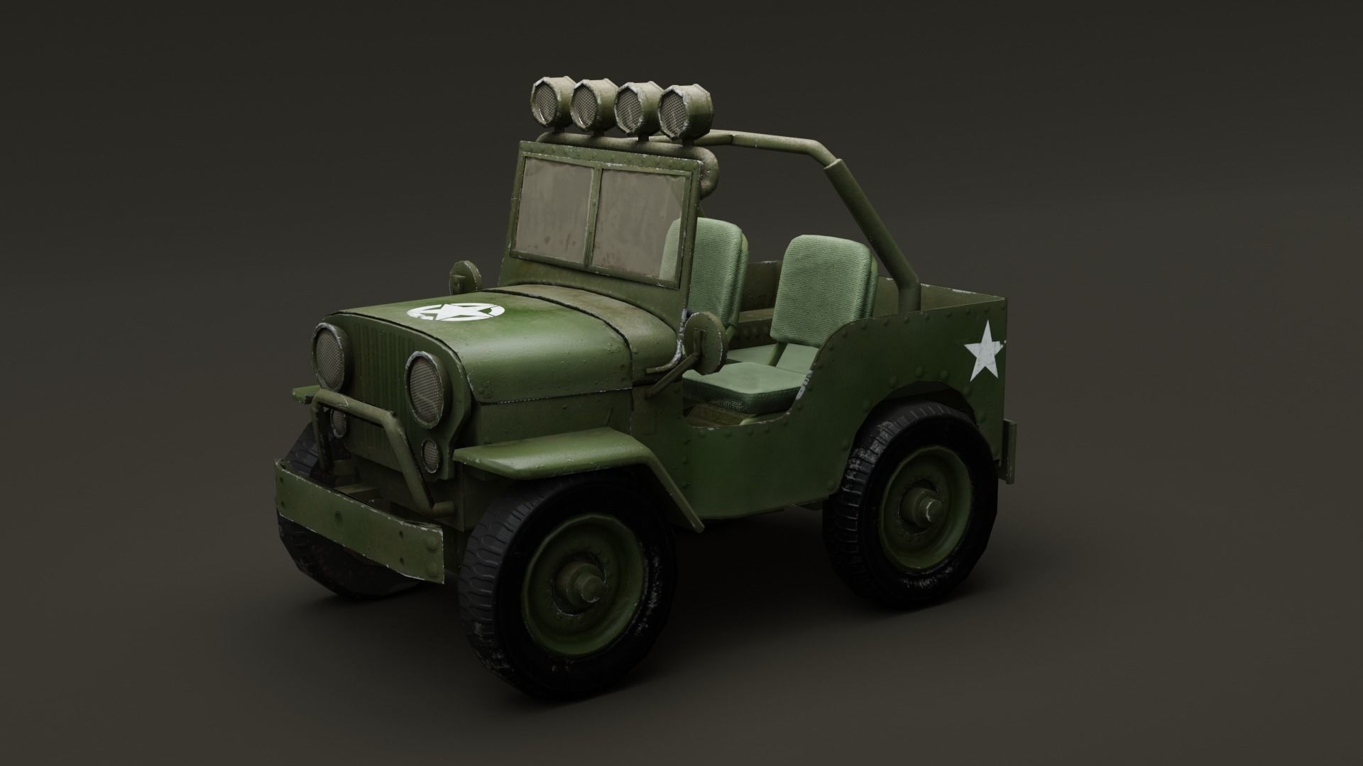 Jeep Cartoon Low-poly 3D model_6