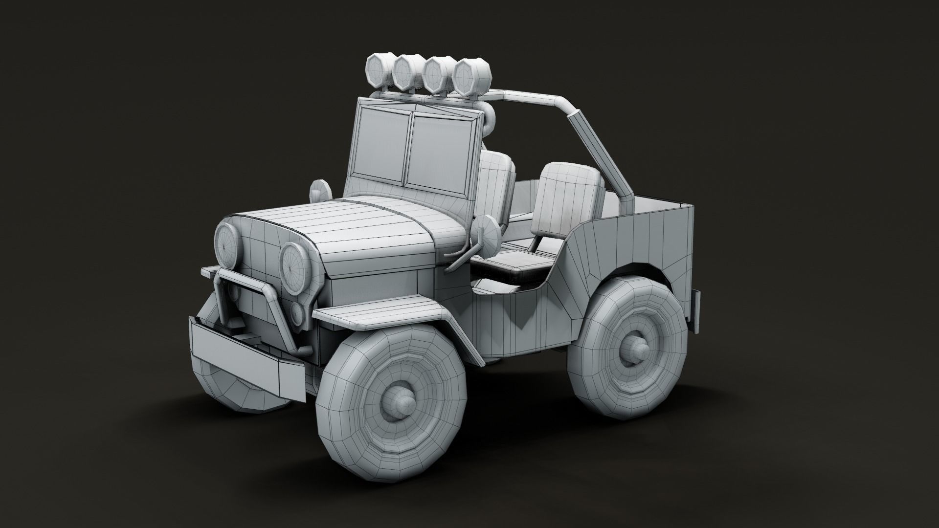 Jeep Cartoon Low-poly 3D model_27