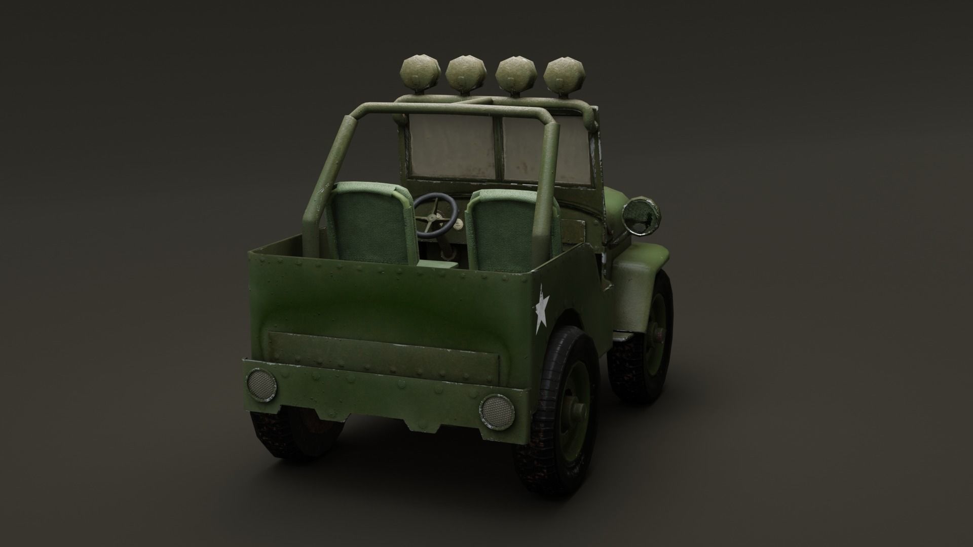 Jeep Cartoon Low-poly 3D model_13