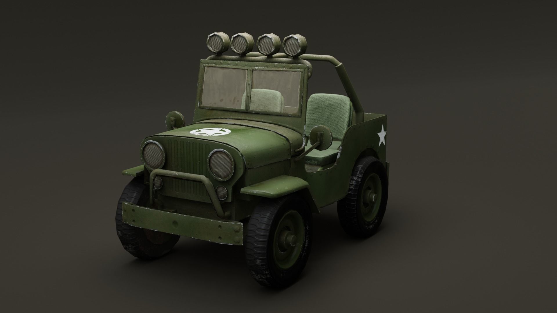 Jeep Cartoon Low-poly 3D model_5