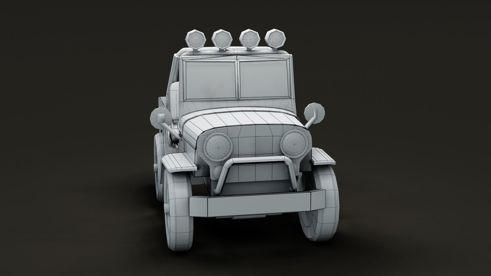 Jeep Cartoon Low-poly 3D model_21