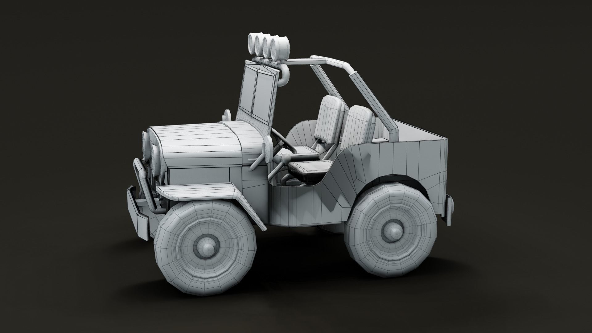 Jeep Cartoon Low-poly 3D model_26