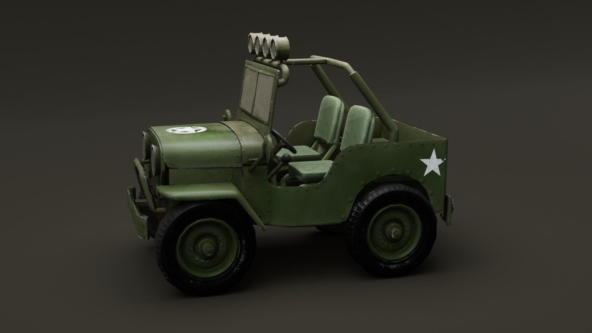 Jeep Cartoon Low-poly 3D model_7