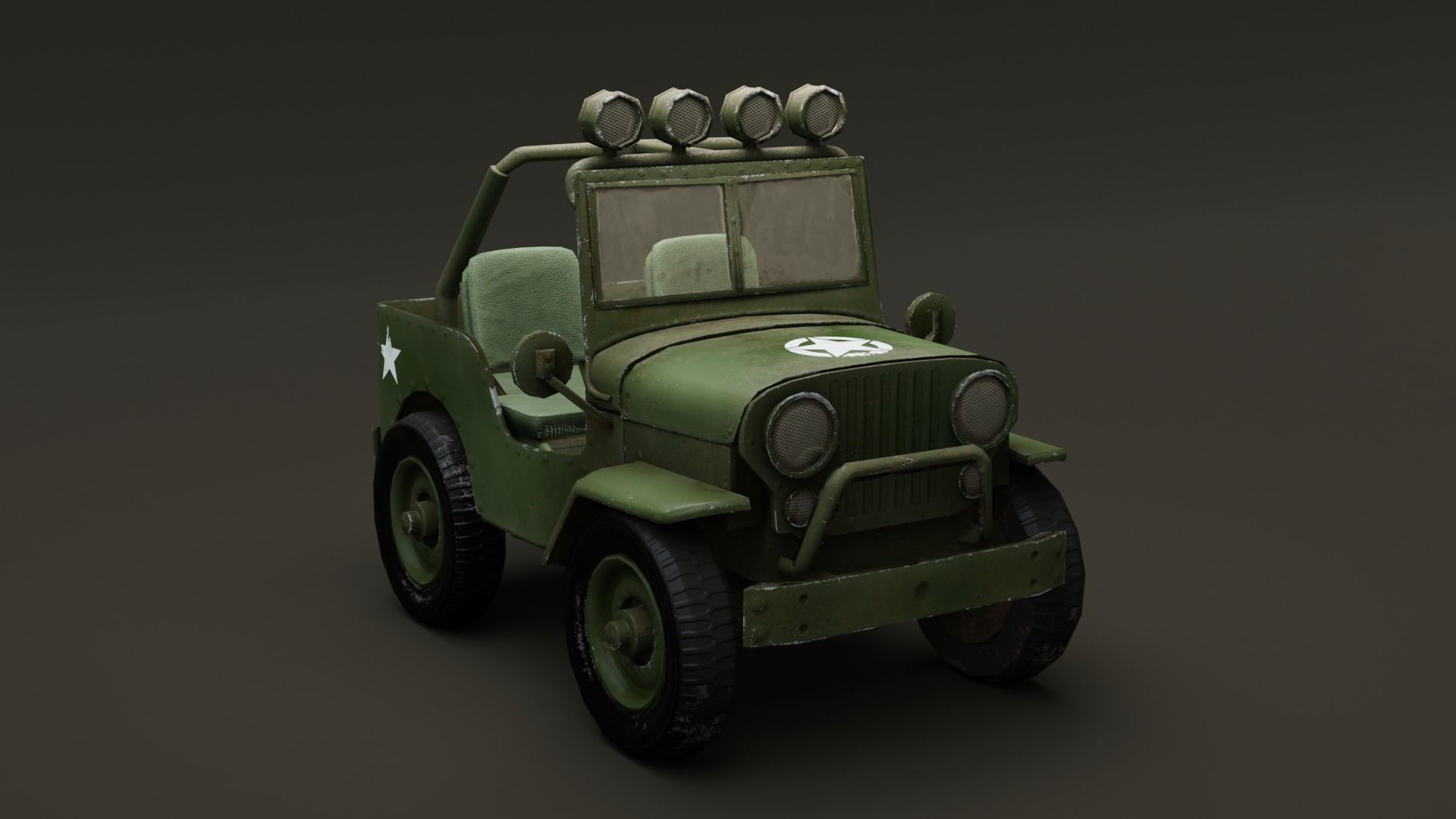 Jeep Cartoon Low-poly 3D model_19